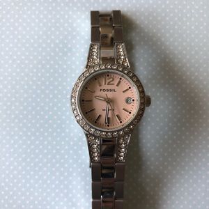 Genuine fossil watch with cubic zirconia